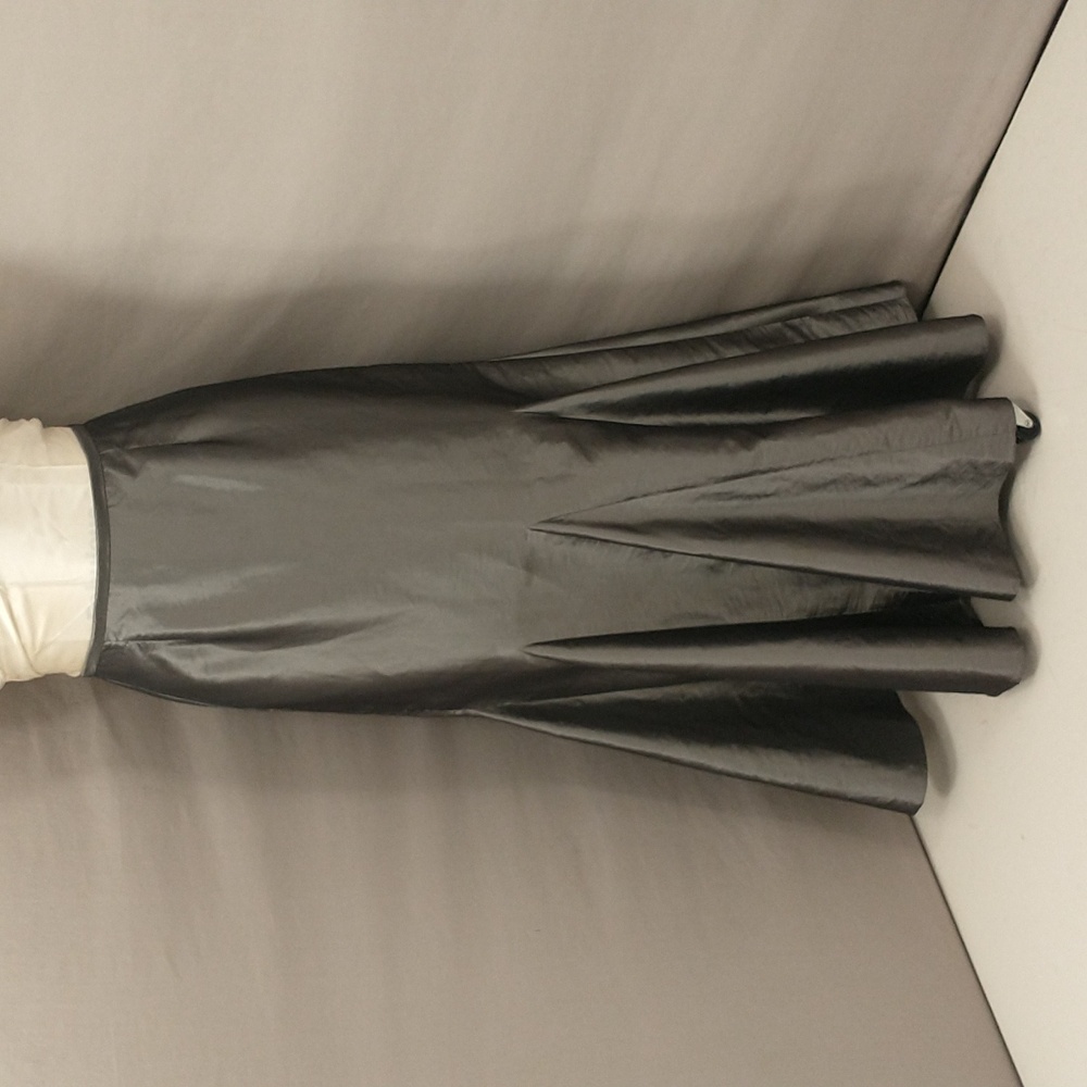Silver Pewter Maxi Skirt Trumpet Flare Floor Length Vintage 90s Evening Party 14